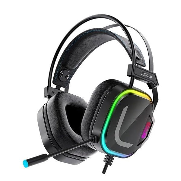 سماعة ألعاب Colusi CLS-200 سماعة رأس سلكية ميكروفون عازل للضوضاء، صوت محيطي ضوء RGB| أسود سماعة ألعاب Colusi CLS-200 سماعة رأس سلكية ميكروفون عازل للضوضاء، صوت محيطي ضوء RGB| أسود